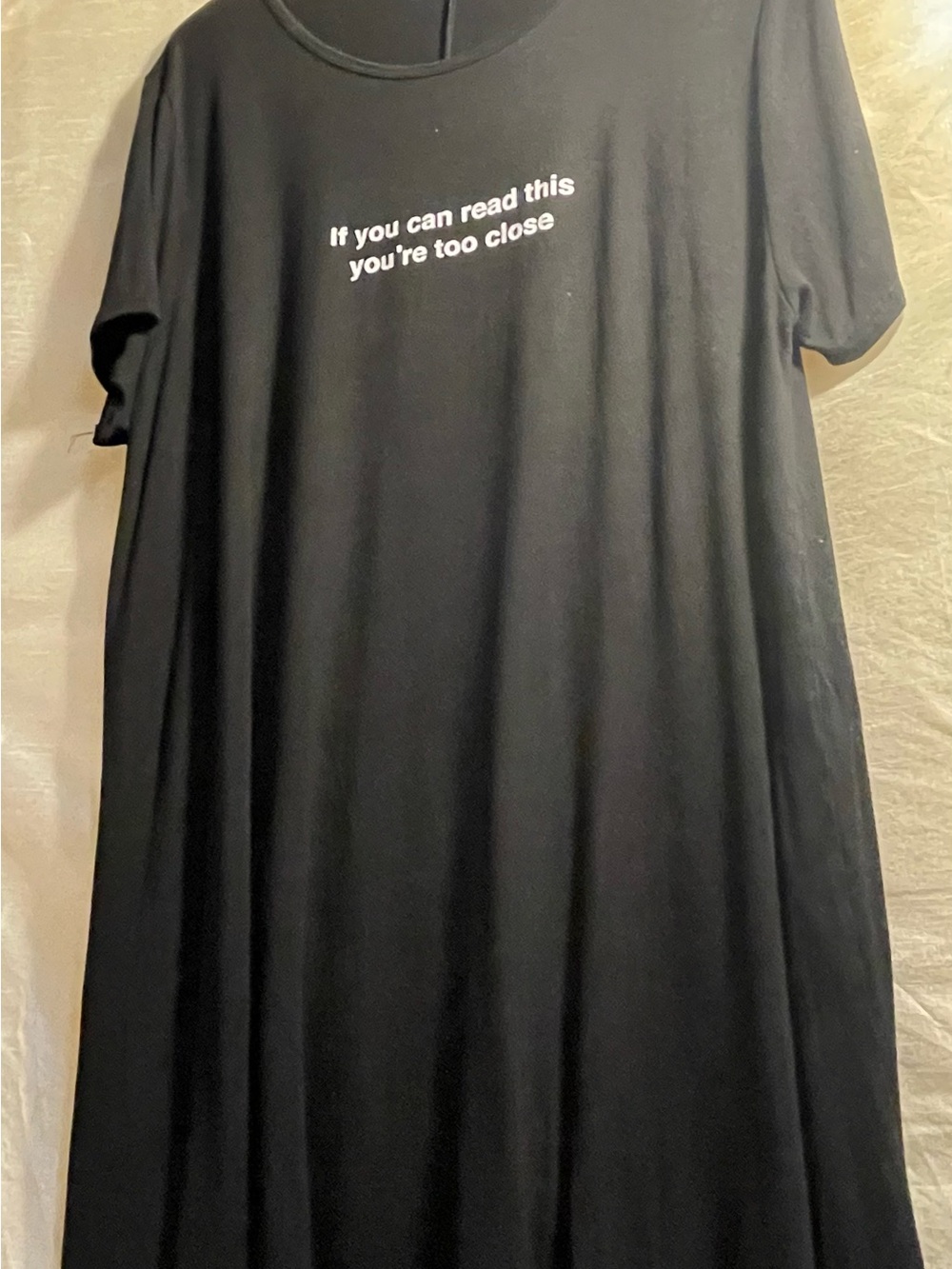 Black Graphic dress- "If you can read this you're too close"